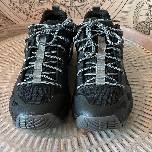 Merrell 7.5 black trail running sneakers flex connect megagrip  EUC - Picture 3 of 6